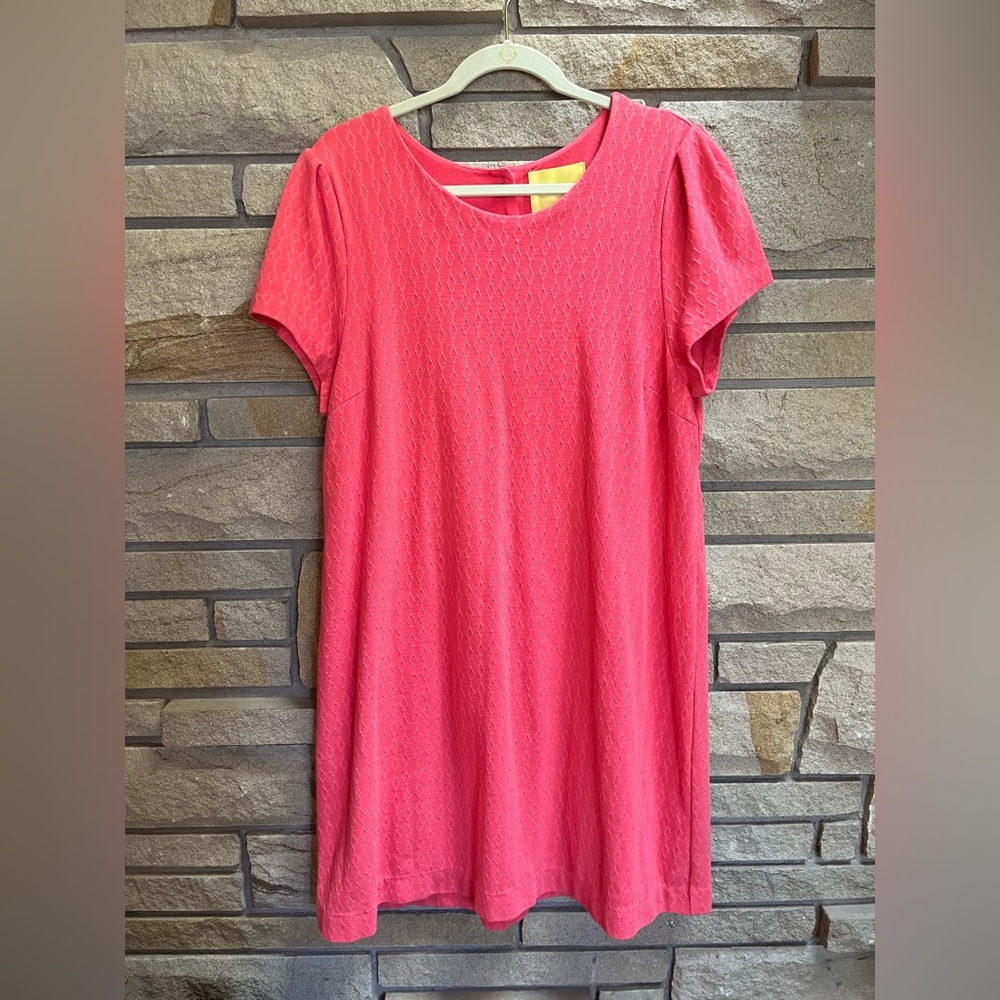 Anthropologie Maeve Diamond Textured Coral Shift Dress XL - Picture 2 of 9